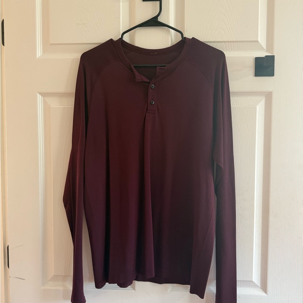 lululemon athletica Maroon Long Sleeve Henley Shirt